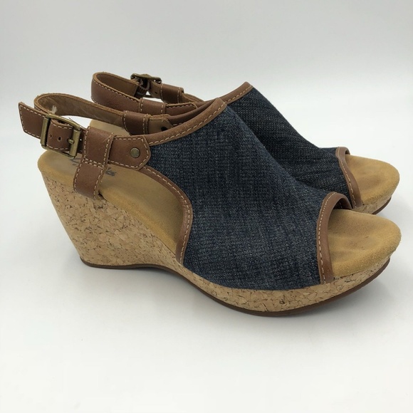 clarks denim sandals
